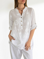Blusa Italiana Bordada, color Blanco