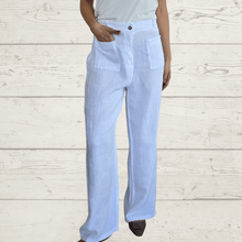 Cargar imagen en el visor de la galería, Pantalón 100% Lino Italiano dos bolsillos, color Blanco
