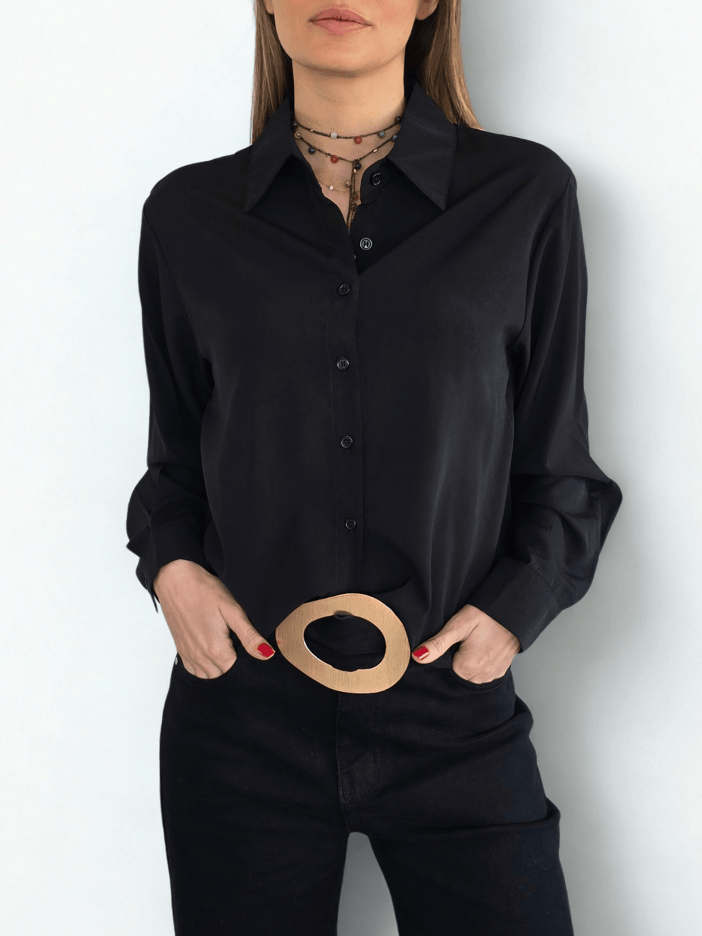 Blusa Básica Corta, color Negro