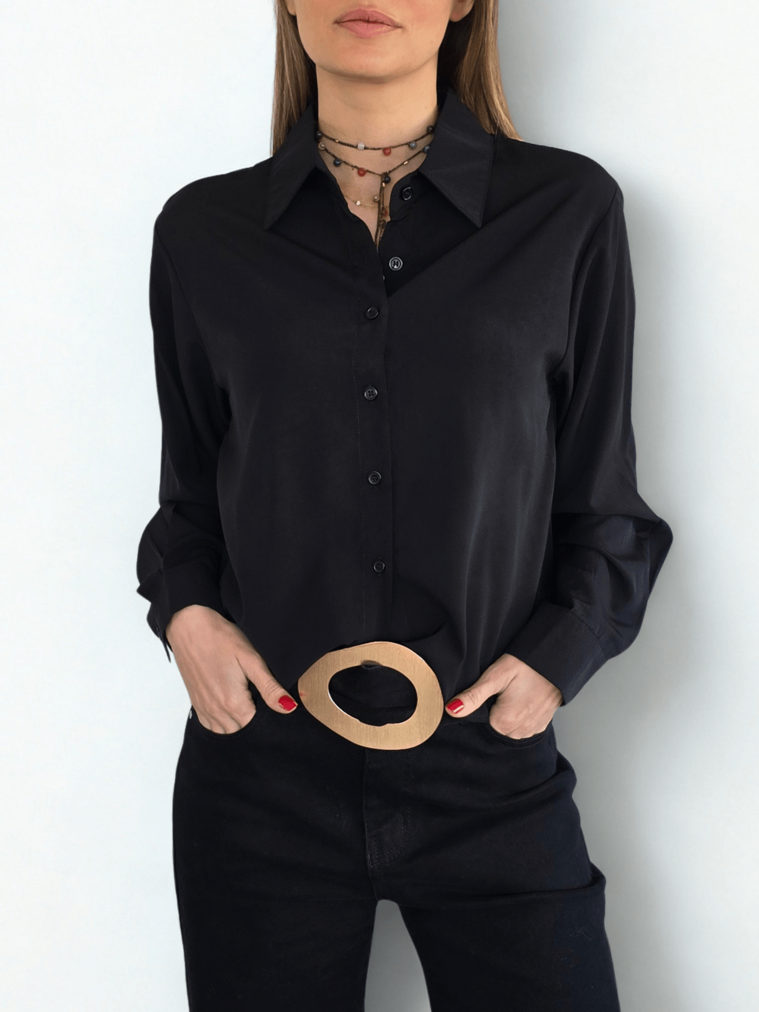 Blusa Básica Corta, color Negro
