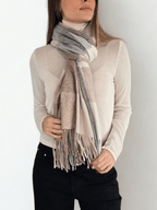 Bufanda cuadros, colores Beige con Gris