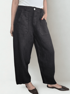 Pantalón Italiano 100% Lino, color Chocolate