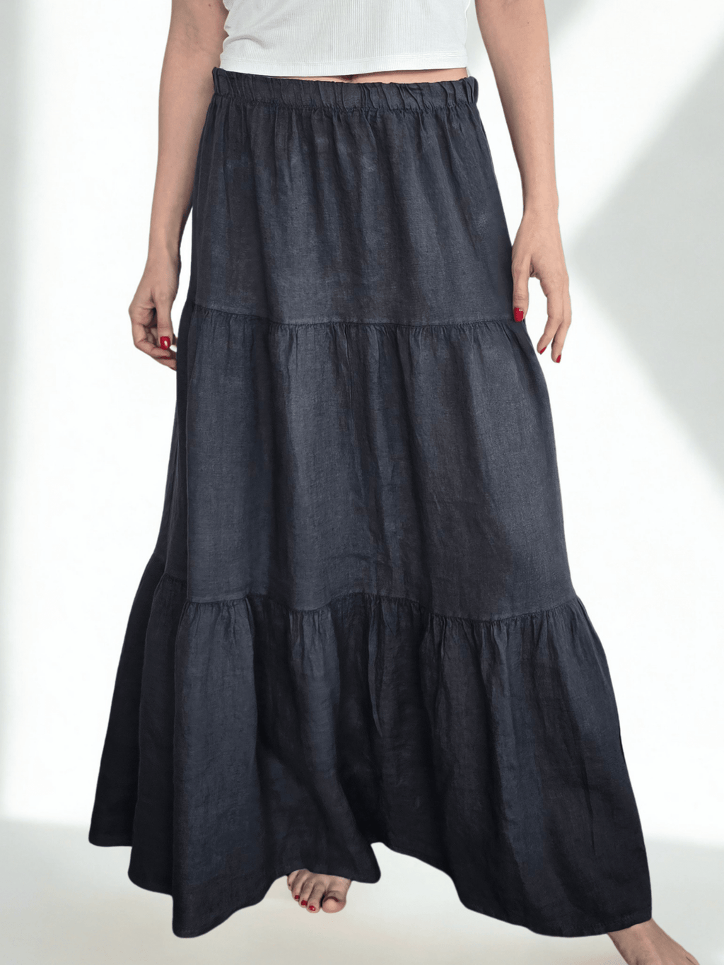 Pollera Italiana 100% Lino, color Gris
