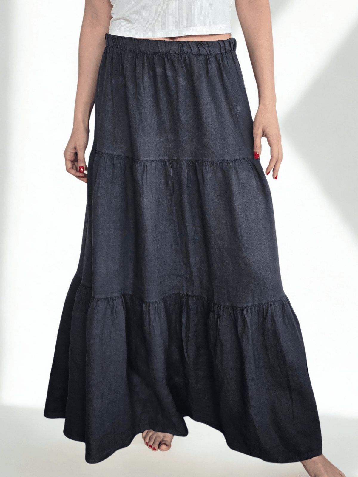 Pollera Italiana 100% Lino, color Gris