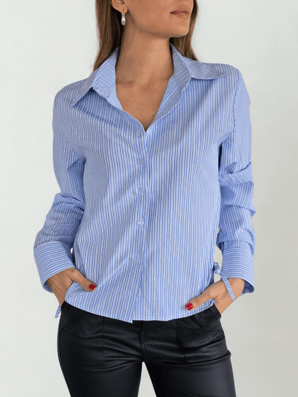 Blusa Rayada, color Celeste