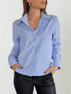 Blusa Rayada, color Celeste