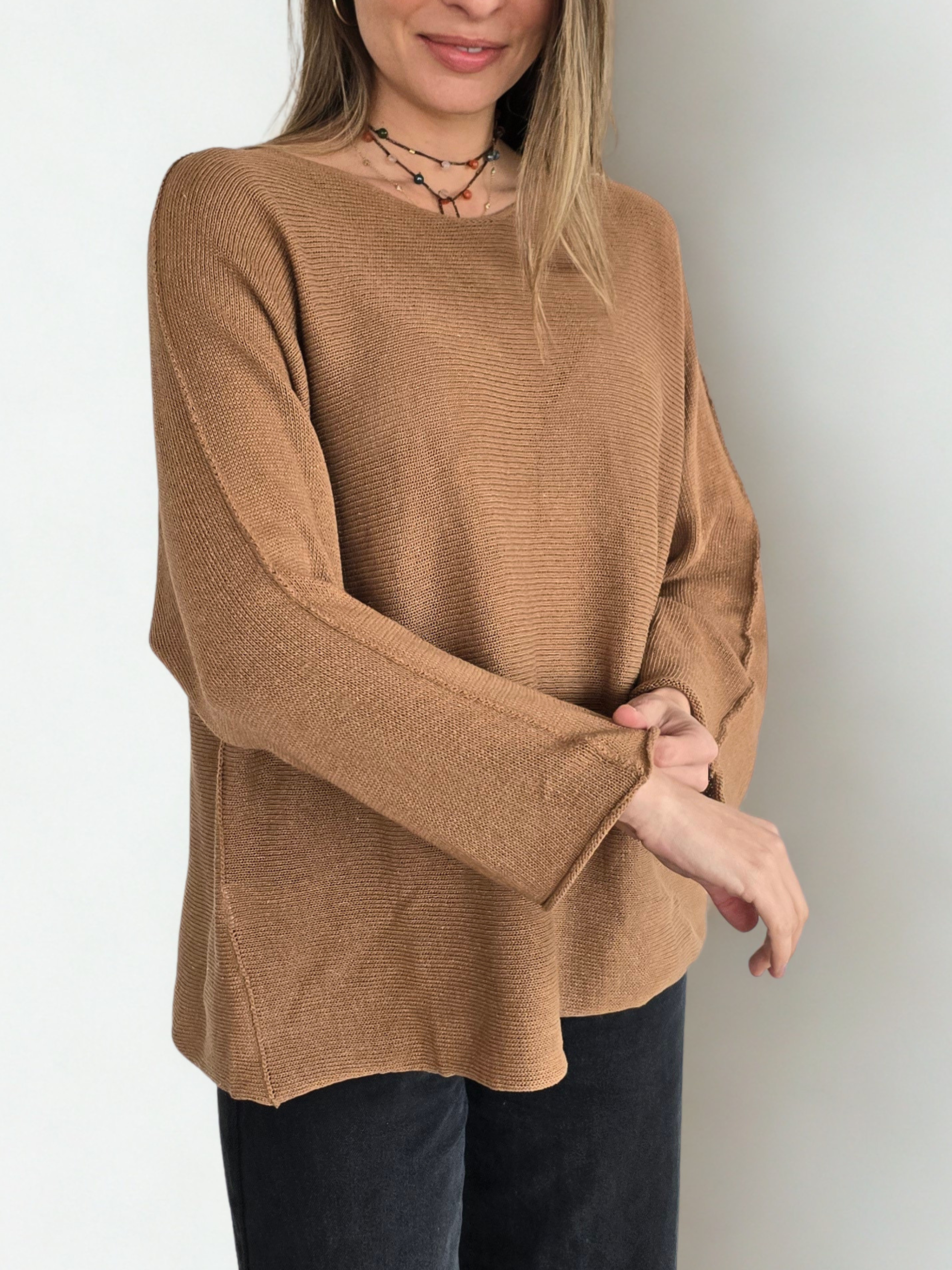 Sweater Italiano Básico, color Camel