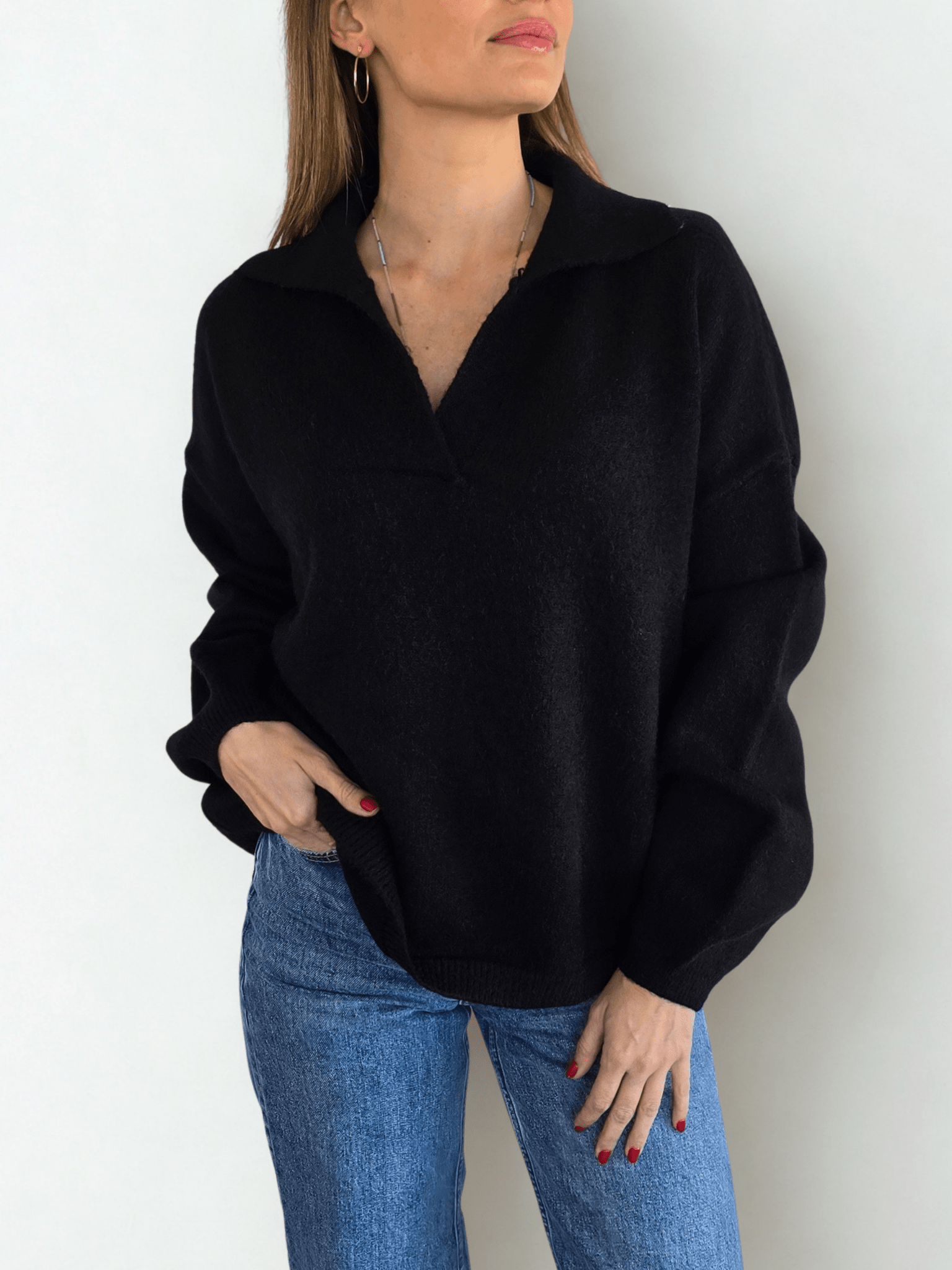 Sweater con Cuello, color Negro