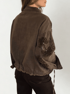 Chaqueta Italiana Bordada, color Chocolate