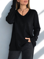 Sweater Escote en V, color Negro