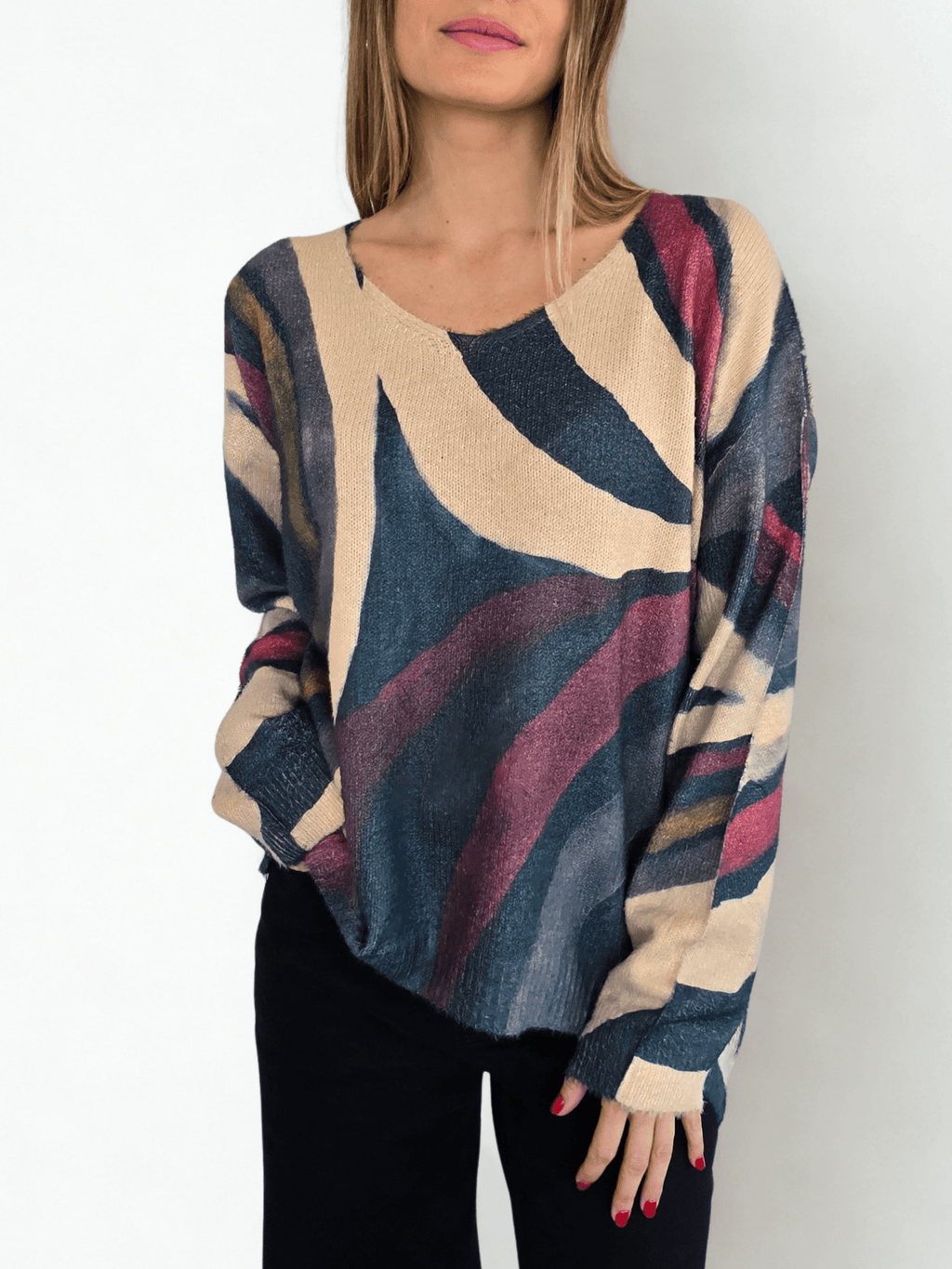Sweater Estampado, tonos burdeos
