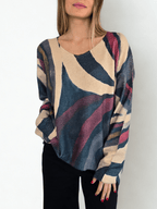 Sweater Estampado, tonos burdeos