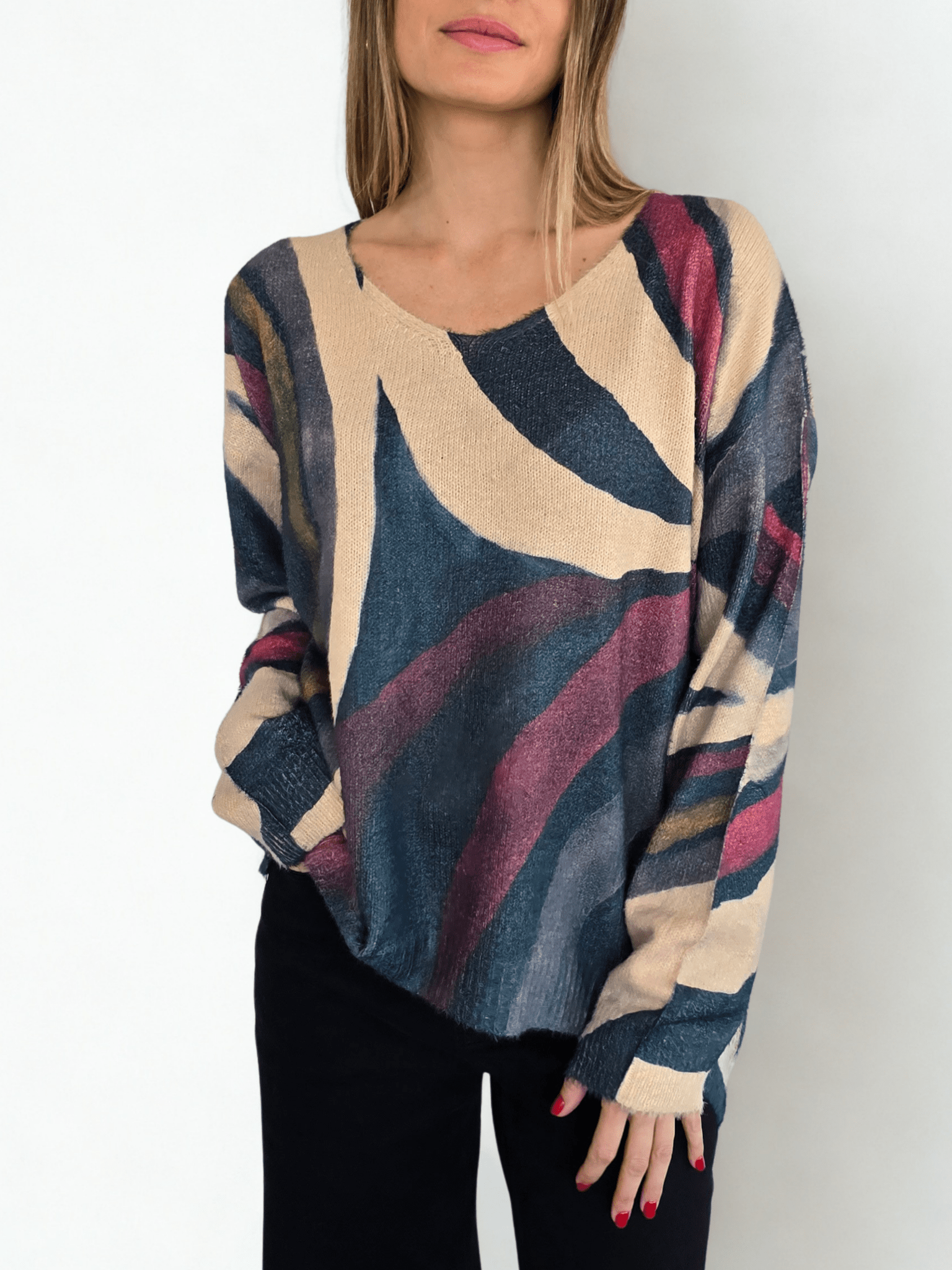 Sweater Estampado, tonos burdeos