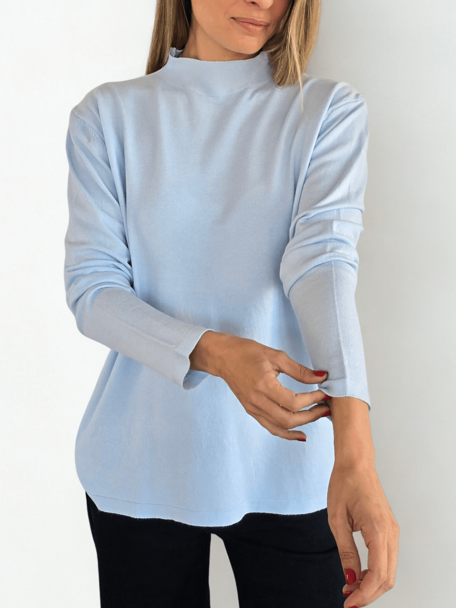 Sweater Cuello Alto, color Celeste