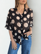 Blusa Italiana Lunares, fondo Negro