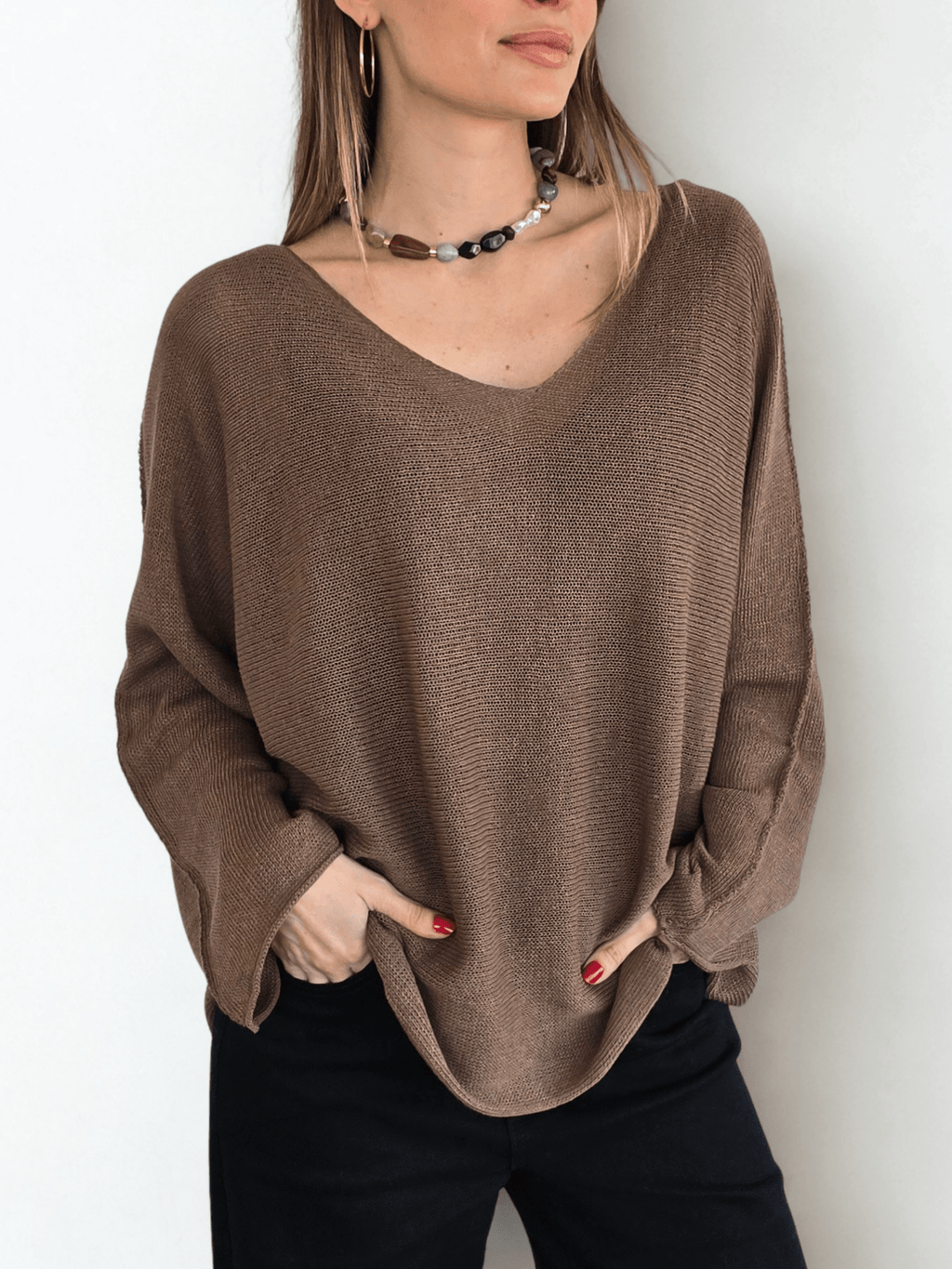 Sweater Italiano de Hilo, color Chocolate