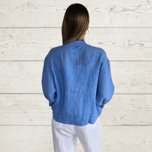 Cargar imagen en el visor de la galería, Chaqueta Bomber 100% Lino Italiano, color Jacinto
