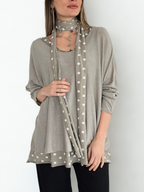 Sweater Italiano con Polera y Pañuelo, color Taupe