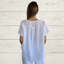 Cargar imagen en el visor de la galería, Blusa 100% Lino Italiano Bordada, color Blanco
