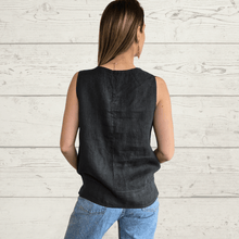 Cargar imagen en el visor de la galería, Blusa de Lino Italiano botoncitos, color Gris
