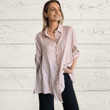 Cargar imagen en el visor de la galería, Blusa 100% lino Italiano, color Rosado

