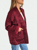 Chaqueta Italiana Animal Print, fondo Rojo Oscuro