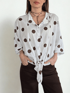 Blusa Italiana Lunares, fondo Blanco