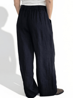 Pantalón 100% Lino Italiano, color Azul Marino
