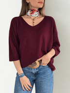 Sweater Italiano Manga 3/4, color Guinda