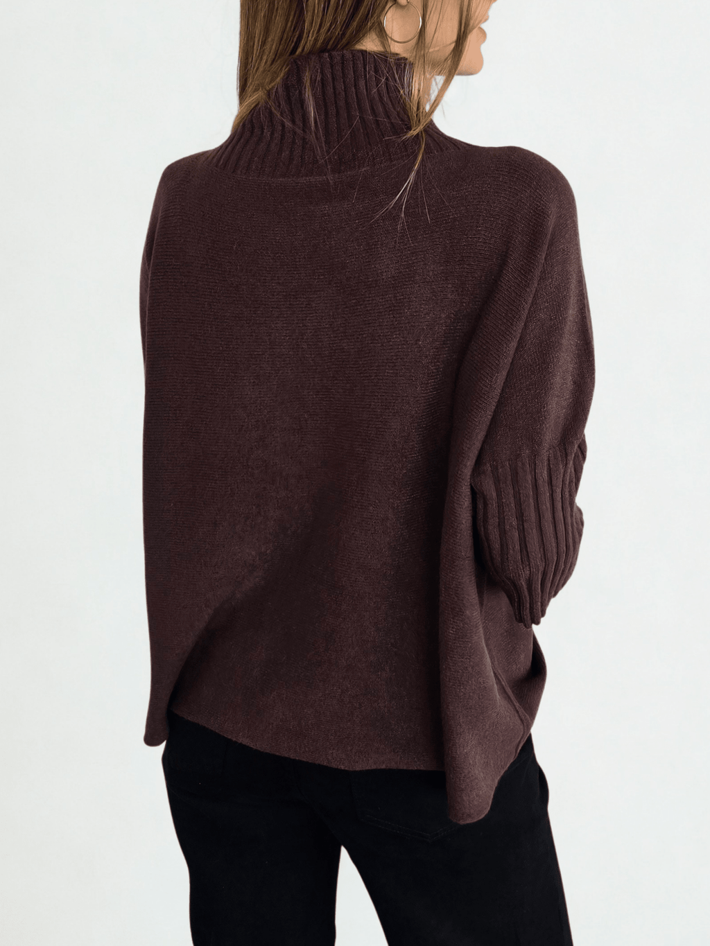 Sweater Italiano manga 3/4, color Chocolate
