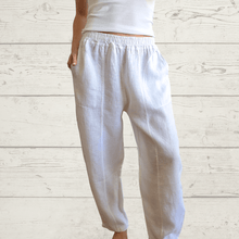 Cargar imagen en el visor de la galería, Pantalón de Lino Italiano dos bolsillos, color Blanco
