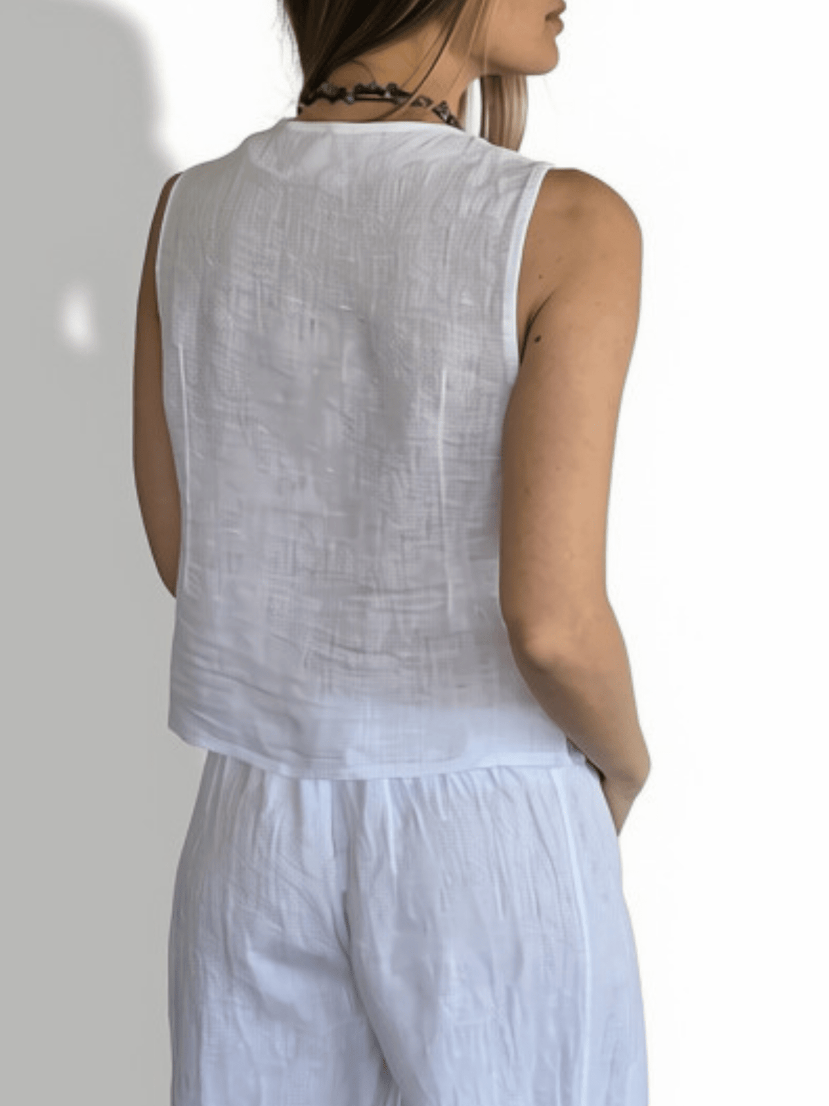 Blusa Gillette Italiano 100% Lino, color Blanco