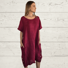 Cargar imagen en el visor de la galería, Vestido Italiano Liguria, color Rojo Oscuro
