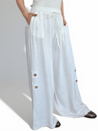 Pantalón con Botones a los Lados,color Blanco
