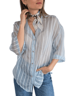 Blusa Italiana Rayada, fondo Celeste