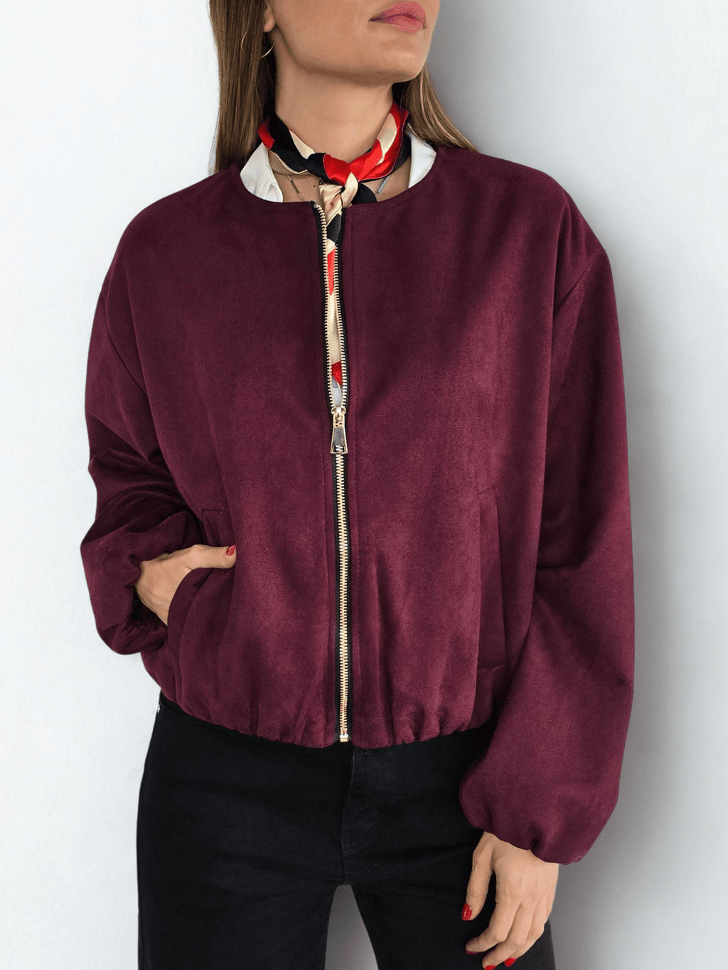 Chaqueta Bomber Italiana, color Vino