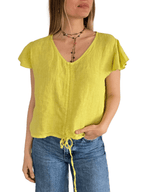 Blusa Italiana 100% Lino Tirita, color Pistacho