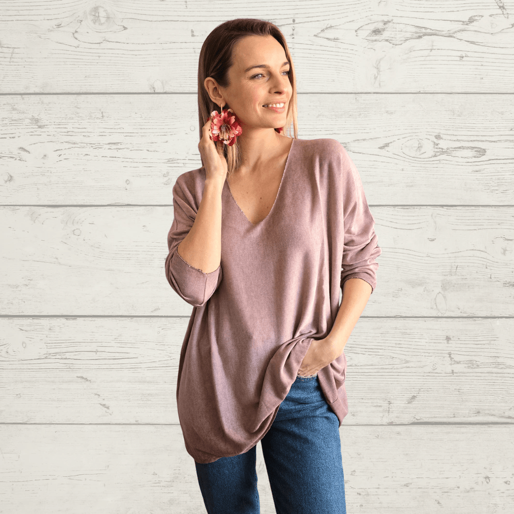 Sweater Italiano delgado, color Rosado Oscuro