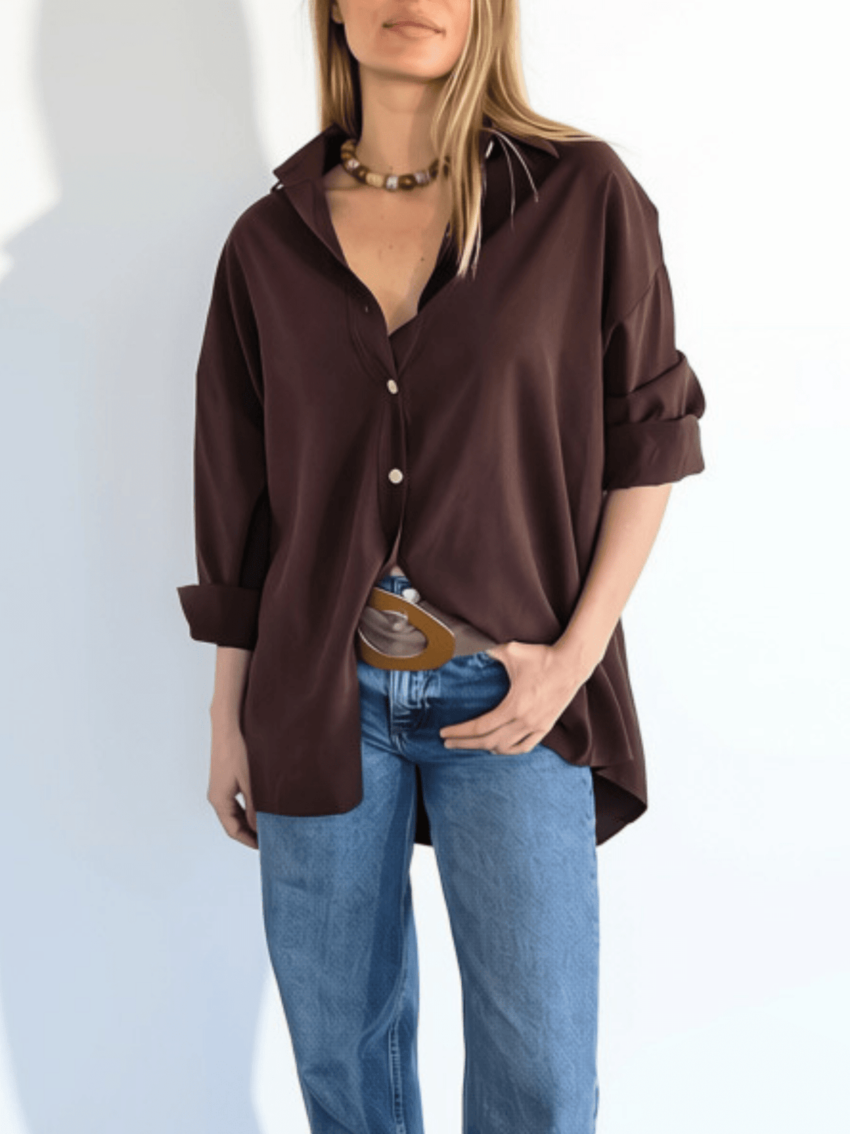 Blusa Tencel, color Chocolate