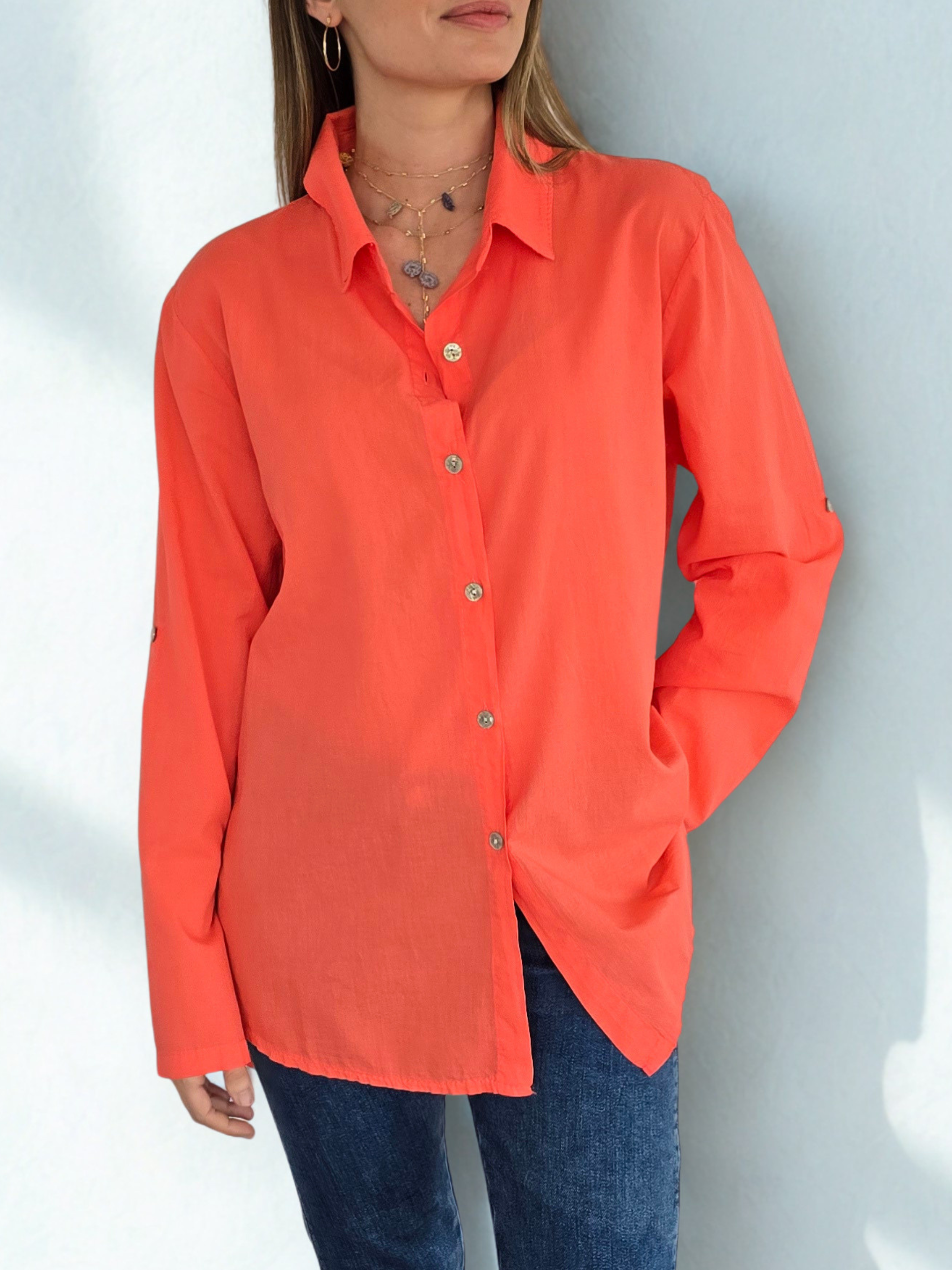 Blusa Italiana 100% Algodón, color Coral