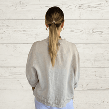 Cargar imagen en el visor de la galería, Chaqueta Bomber 100% Lino Italiano, color Beige
