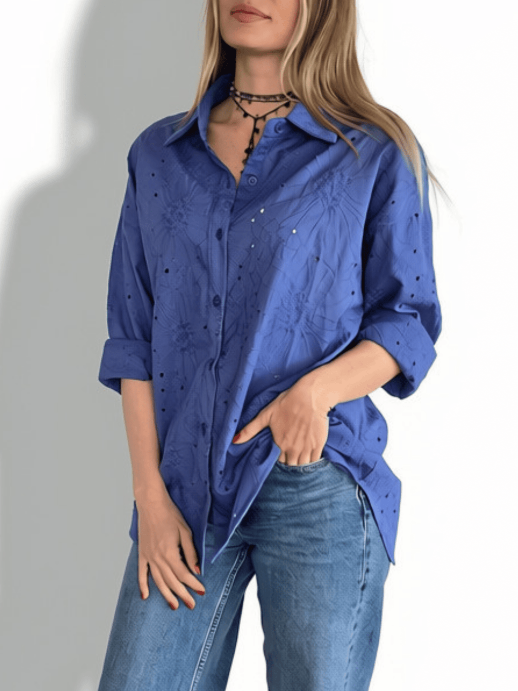 Blusa Bordada, color Azul