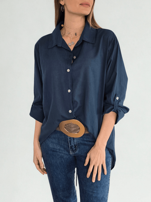 Blusa Italiana 100% Algodón, color Azul