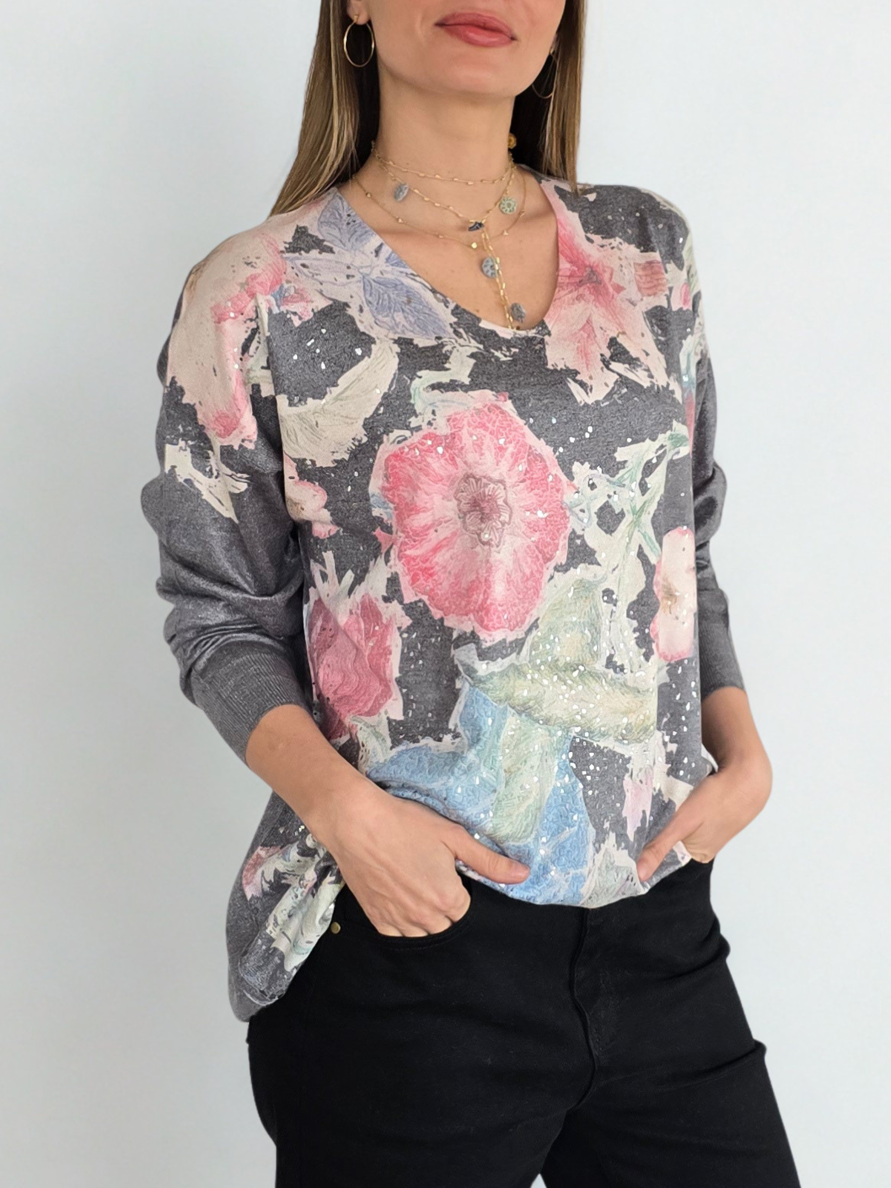 Sweater Estampado, fondo Marengo