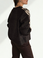 Sweater Flores en las Mangas, color Café