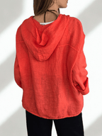 Chaqueta Italiana 100% Lino, color Coral