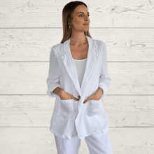 Cargar imagen en el visor de la galería, Chaqueta Blazer de Lino Italiano, color blanco
