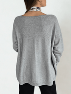 Sweater Ancho con Ribete, color Gris
