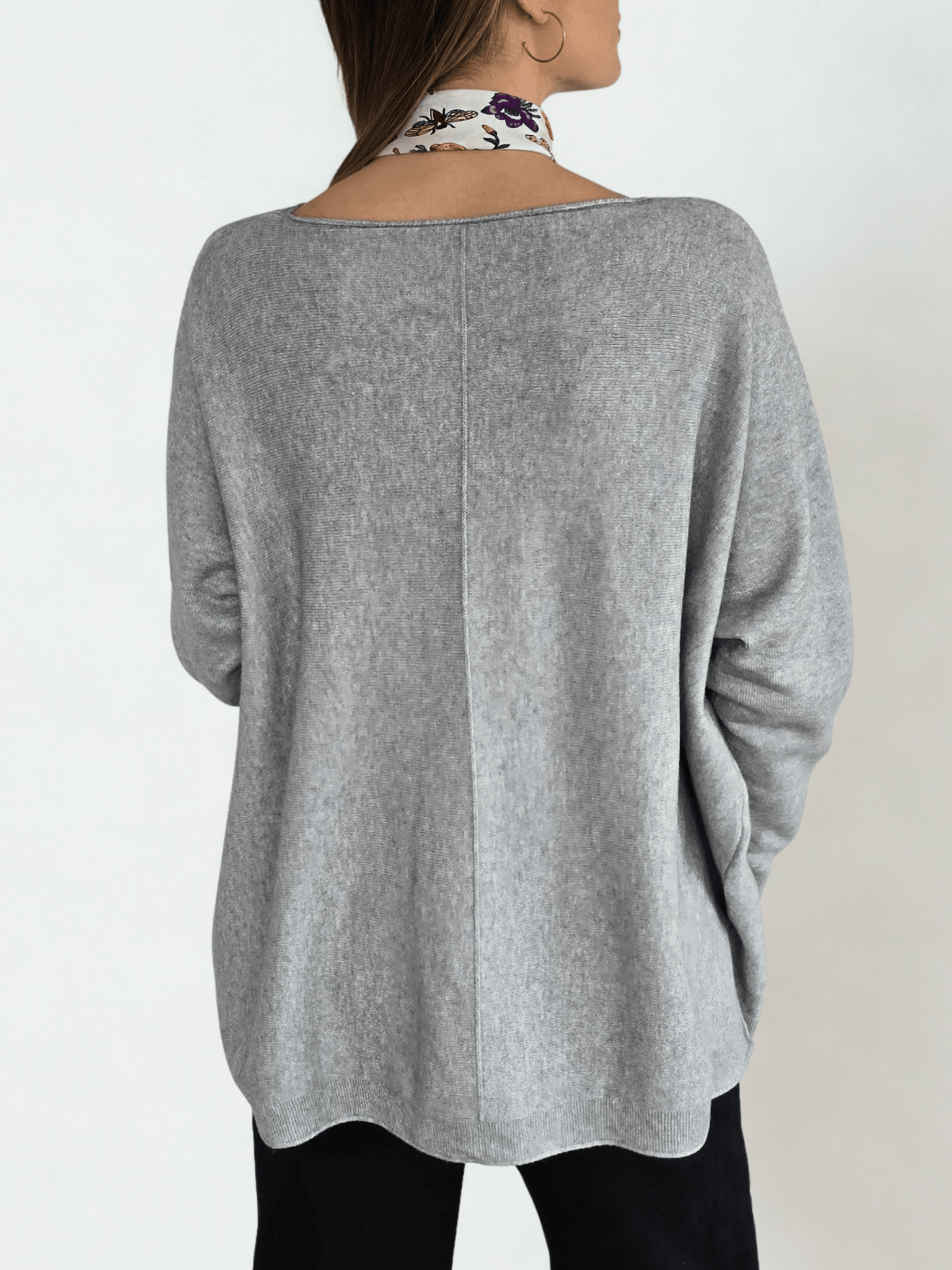 Sweater Ancho con Ribete, color Gris