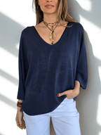 Sweater Italiano Manga 3/4, color Azul Marino